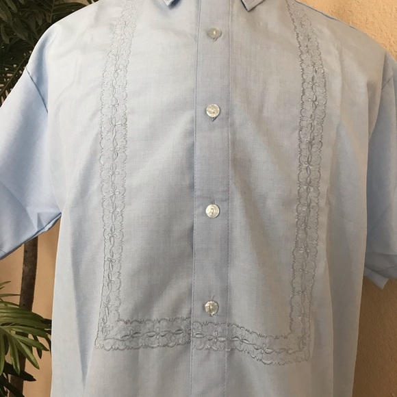SALE❣️Powder Blue Polo Jack Hugo Short sleeves Barong Tagalog in size 2X - Picture 2 of 6